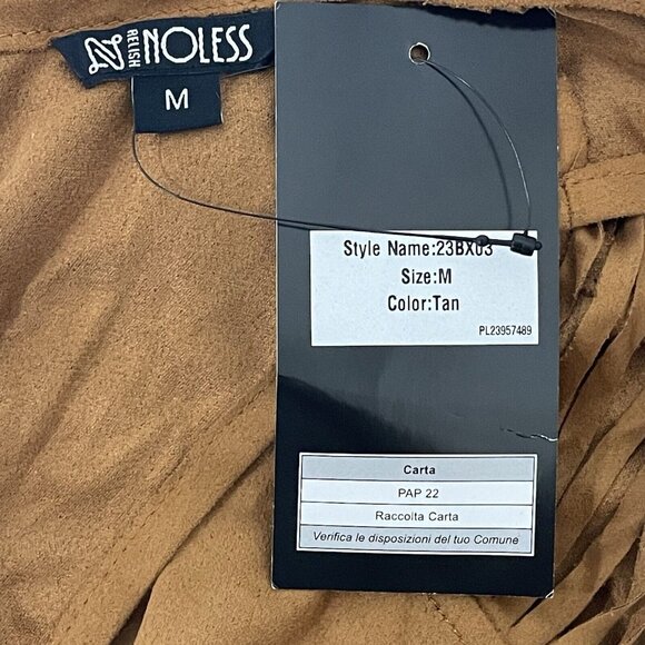 NWT Relish Noless Brown Fringe Tie Lightweight Soft Faux Suede Vest Medium M - Picture 3 of 6